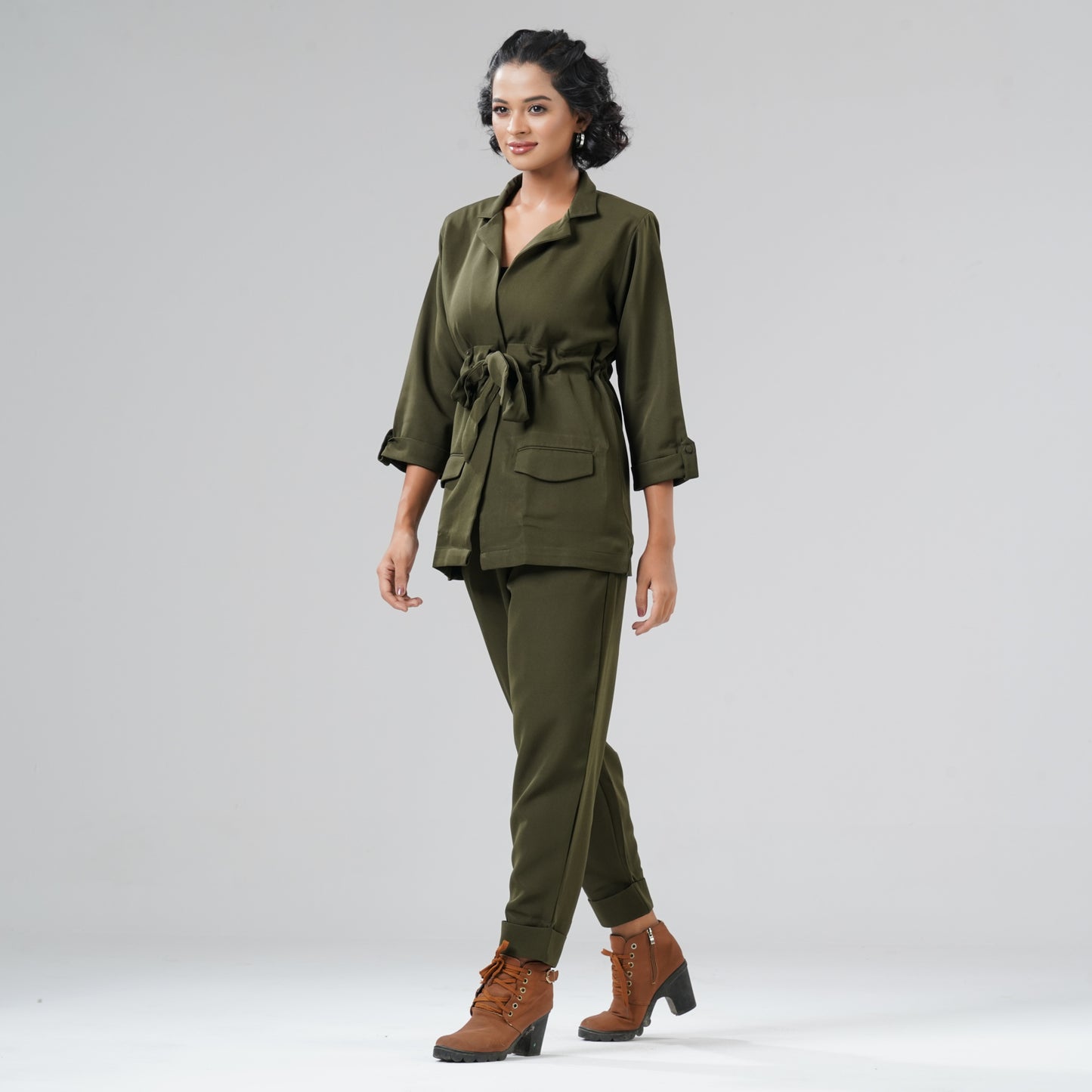 Womens Olive Blazer Set