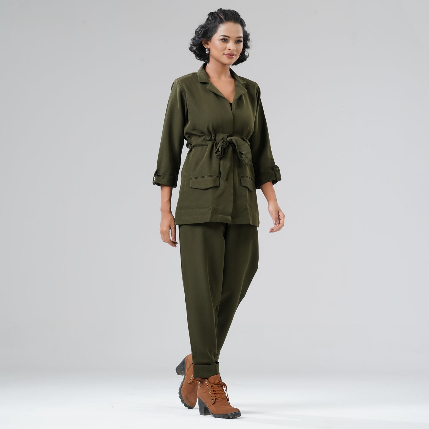 Womens Olive Blazer Set