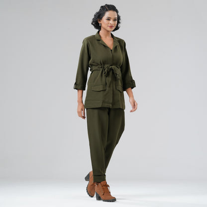 Womens Olive Blazer Set