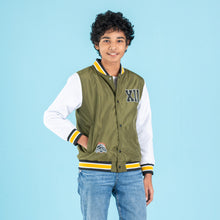 Load image into Gallery viewer, BOYS BOMBER-OLIVE/WHITE
