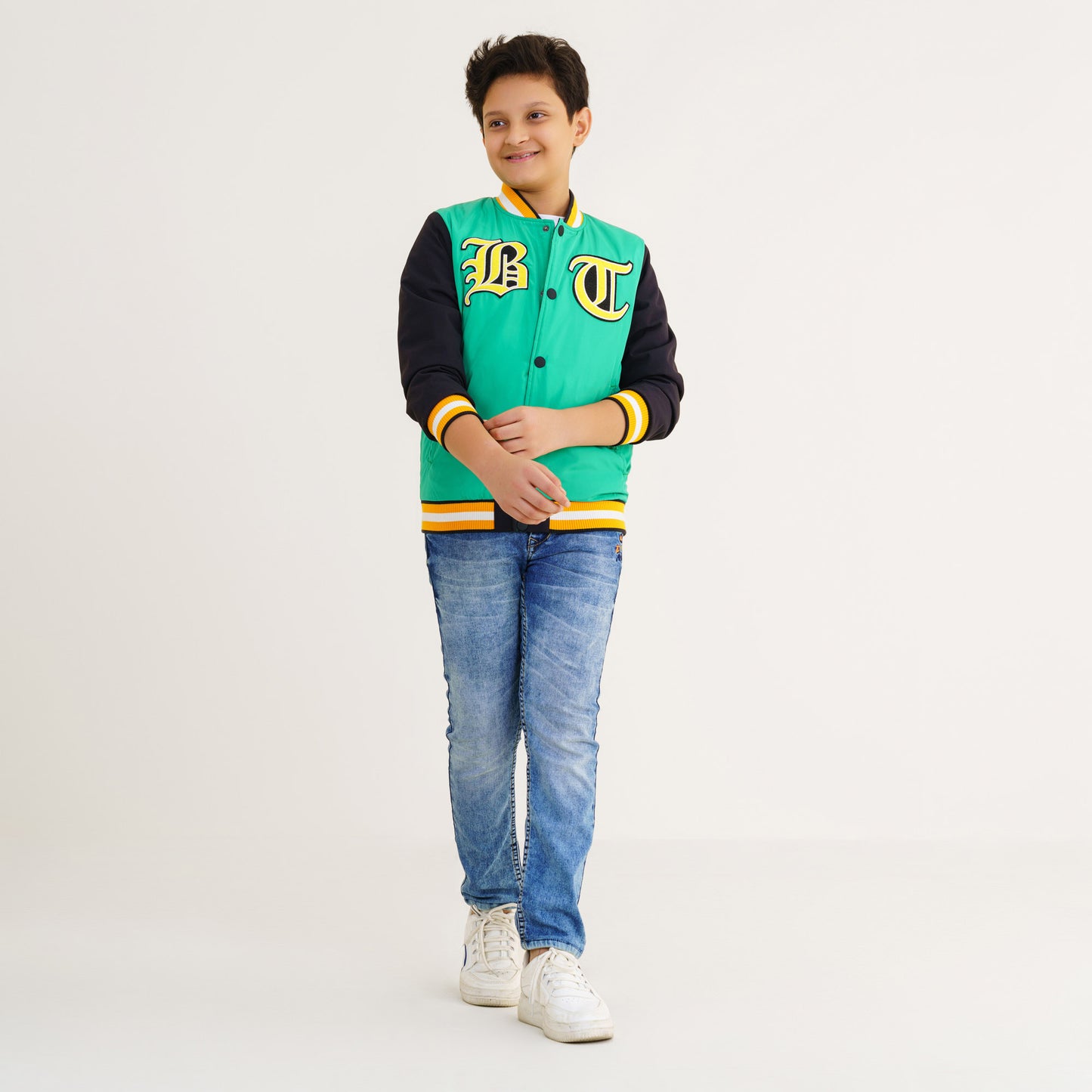 Boys Green & Black Bomber