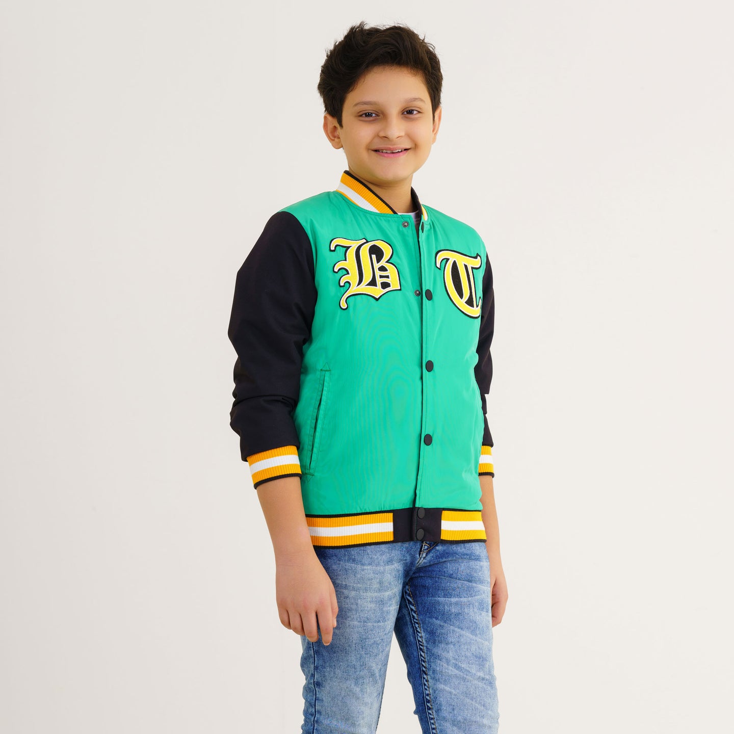 Boys Green & Black Bomber