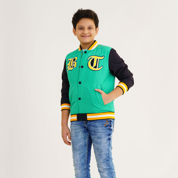 Boys Green & Black Bomber