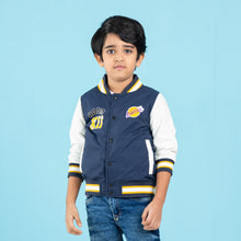 Load image into Gallery viewer, BABY BOYS BOMBER- NAVY/WHITE
