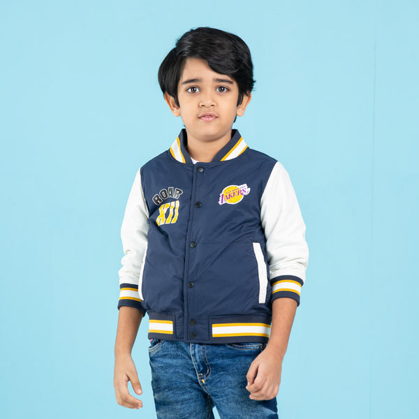 BABY BOYS BOMBER- NAVY/WHITE