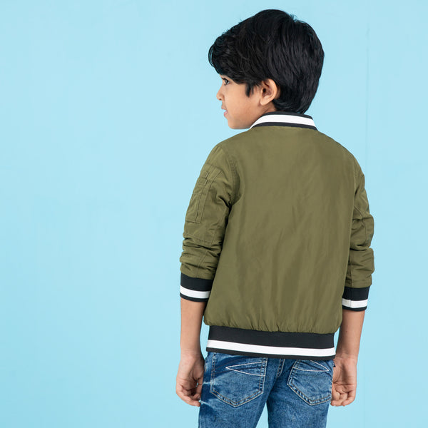 BABYS BOMBER JACKET- OLIVE