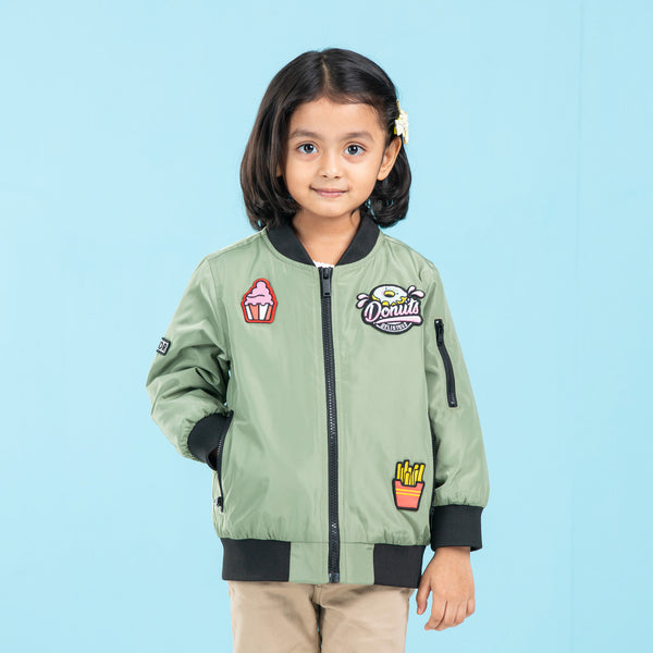 BABY GIRLS BOMBER JACKET- LIGHT OLIVE