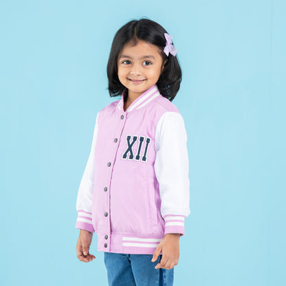Baby Girls Bomber-Pink/White