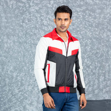 Load image into Gallery viewer, MENS BOMBER JACKET- RED/WHITE/BLACK
