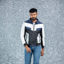 Load image into Gallery viewer, MENS BOMBER JACKET- NAVY/WHITE/BLACK
