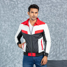 Load image into Gallery viewer, MENS BOMBER JACKET- RED/WHITE/BLACK
