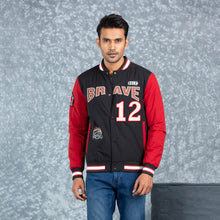 Load image into Gallery viewer, MENS BOMBER JACKET- BLACK/MAROON
