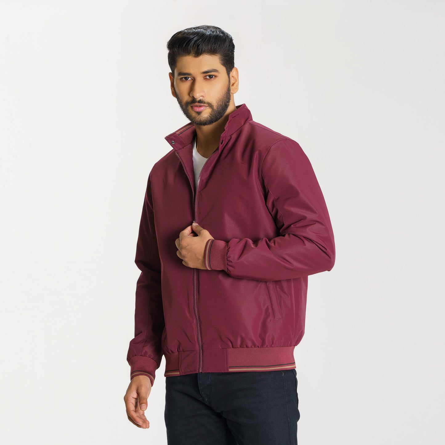 Mens Maroon Bomber Jacket