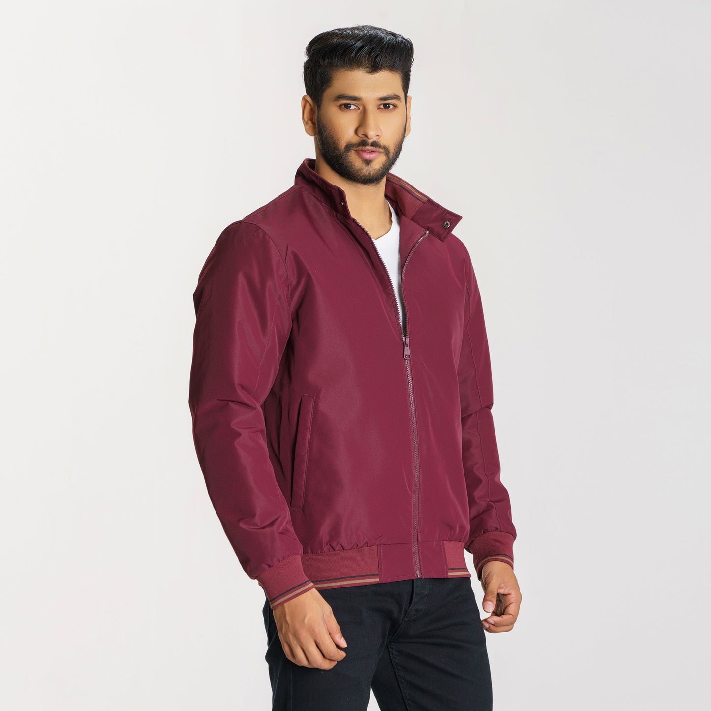 Mens Maroon Bomber Jacket