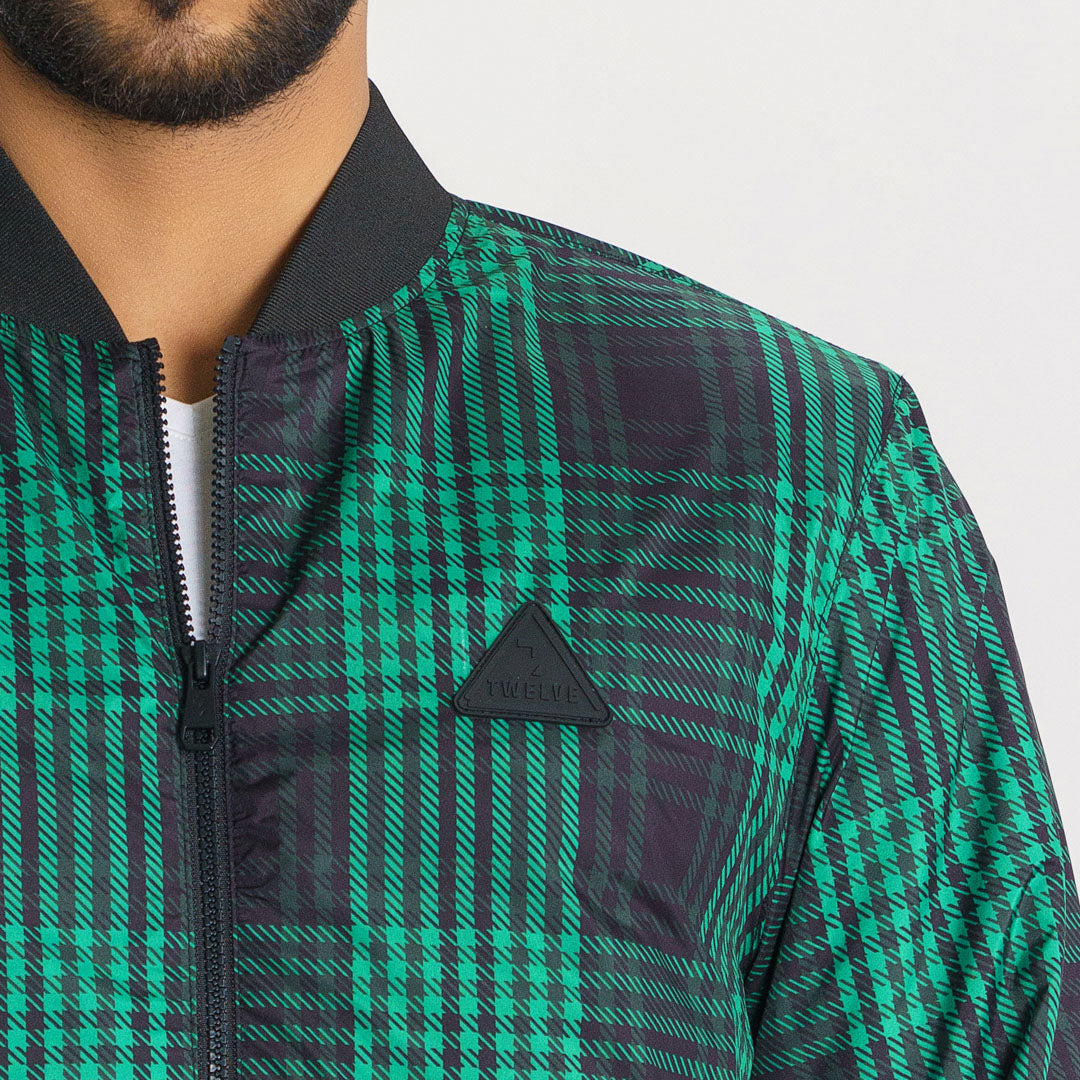 Mens Green Check Bomber