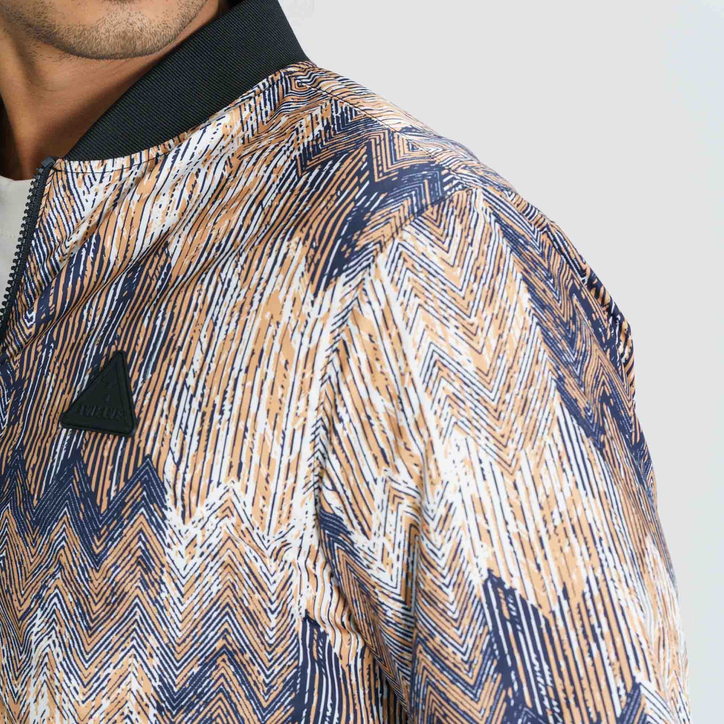 Mens Brown Printed Bomber