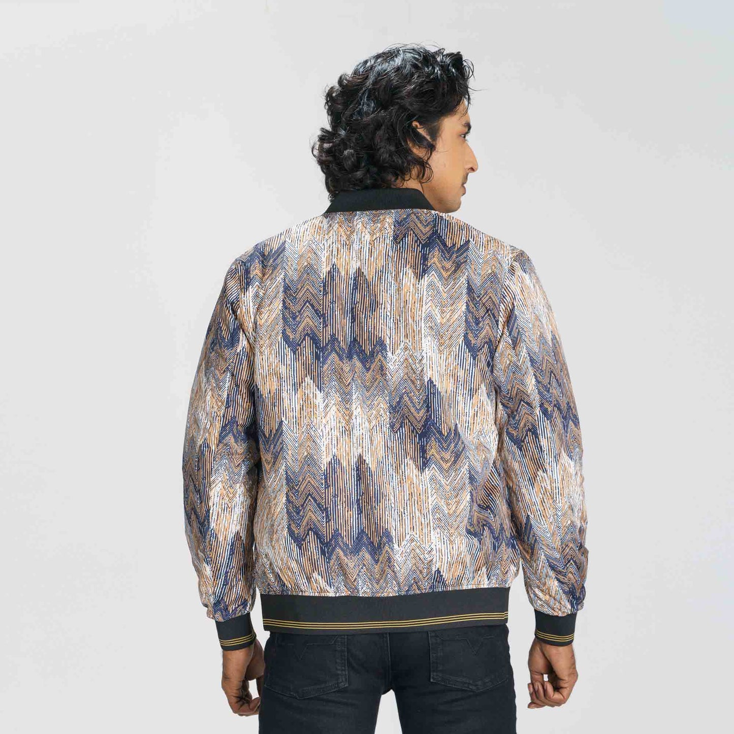 Mens Brown Printed Bomber