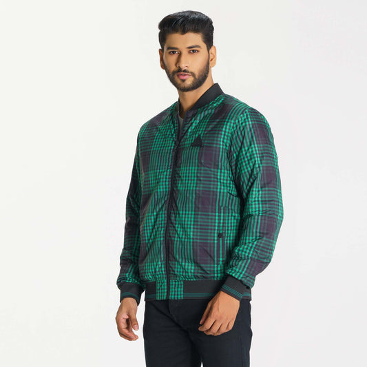 Mens Green Check Bomber