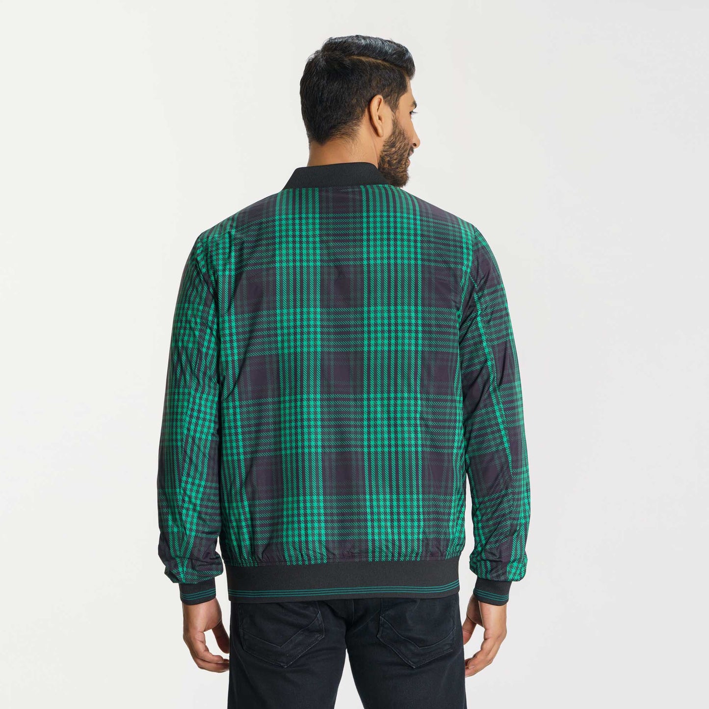 Mens Green Check Bomber