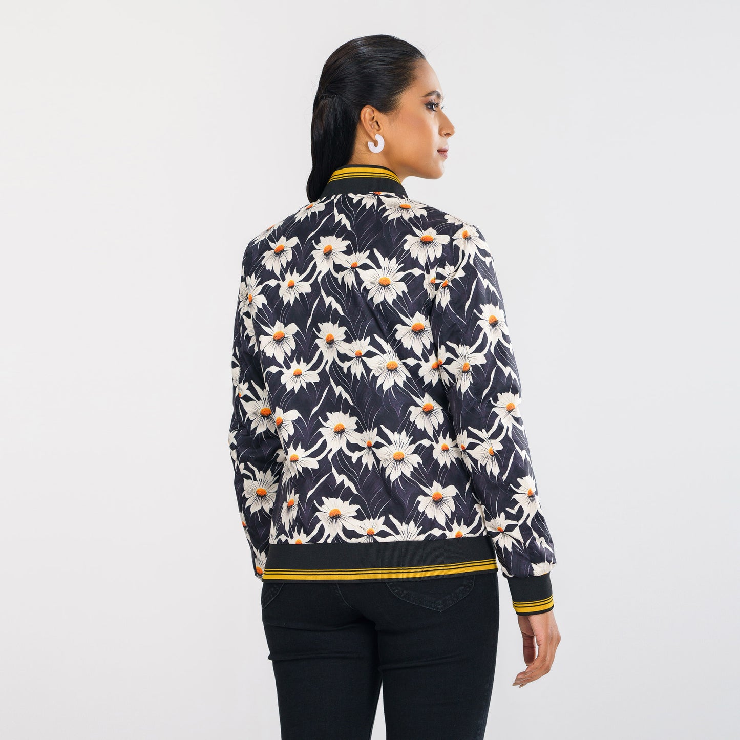 Womens Black Reversible Bomber Jacket