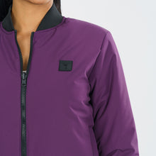 Load image into Gallery viewer, Womens Purple Reversible Bomber Jacket
