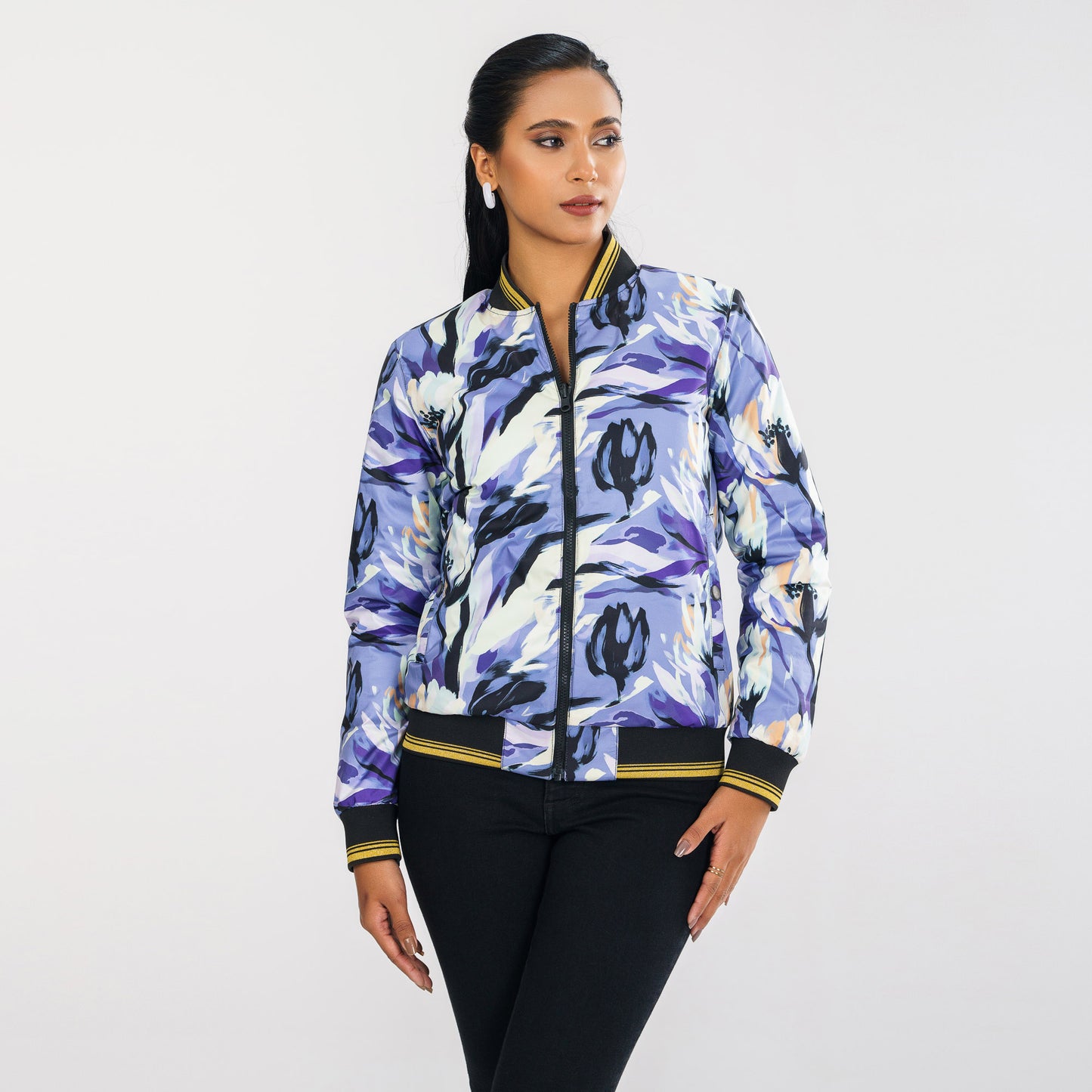 Womens Purple Reversible Bomber Jacket