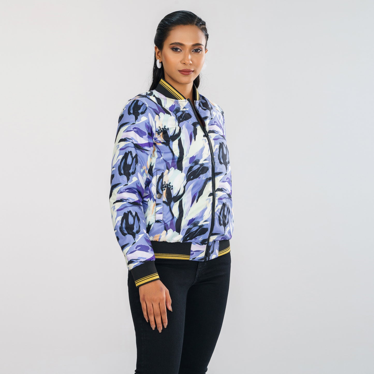 Womens Purple Reversible Bomber Jacket