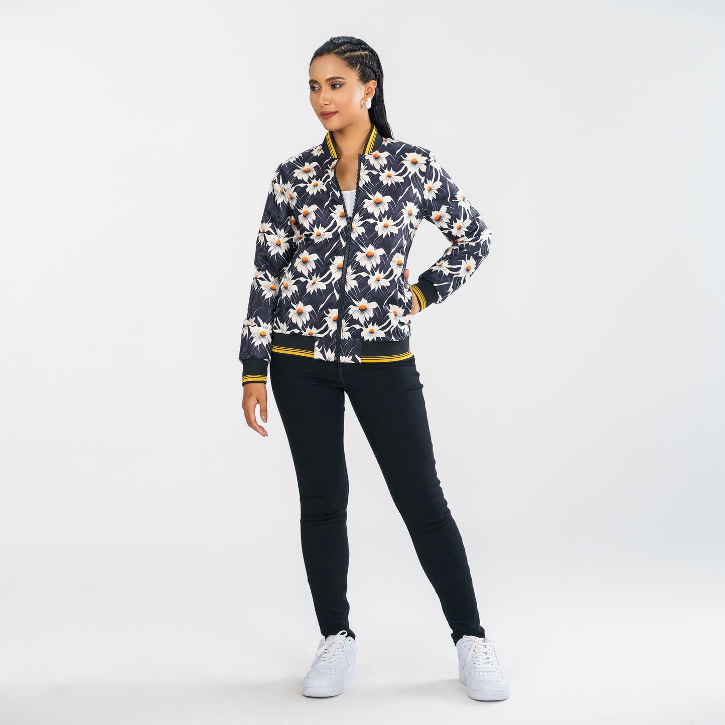 Womens Black Reversible Bomber Jacket