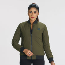 Load image into Gallery viewer, Womens Olive Reversible Bomber Jacket
