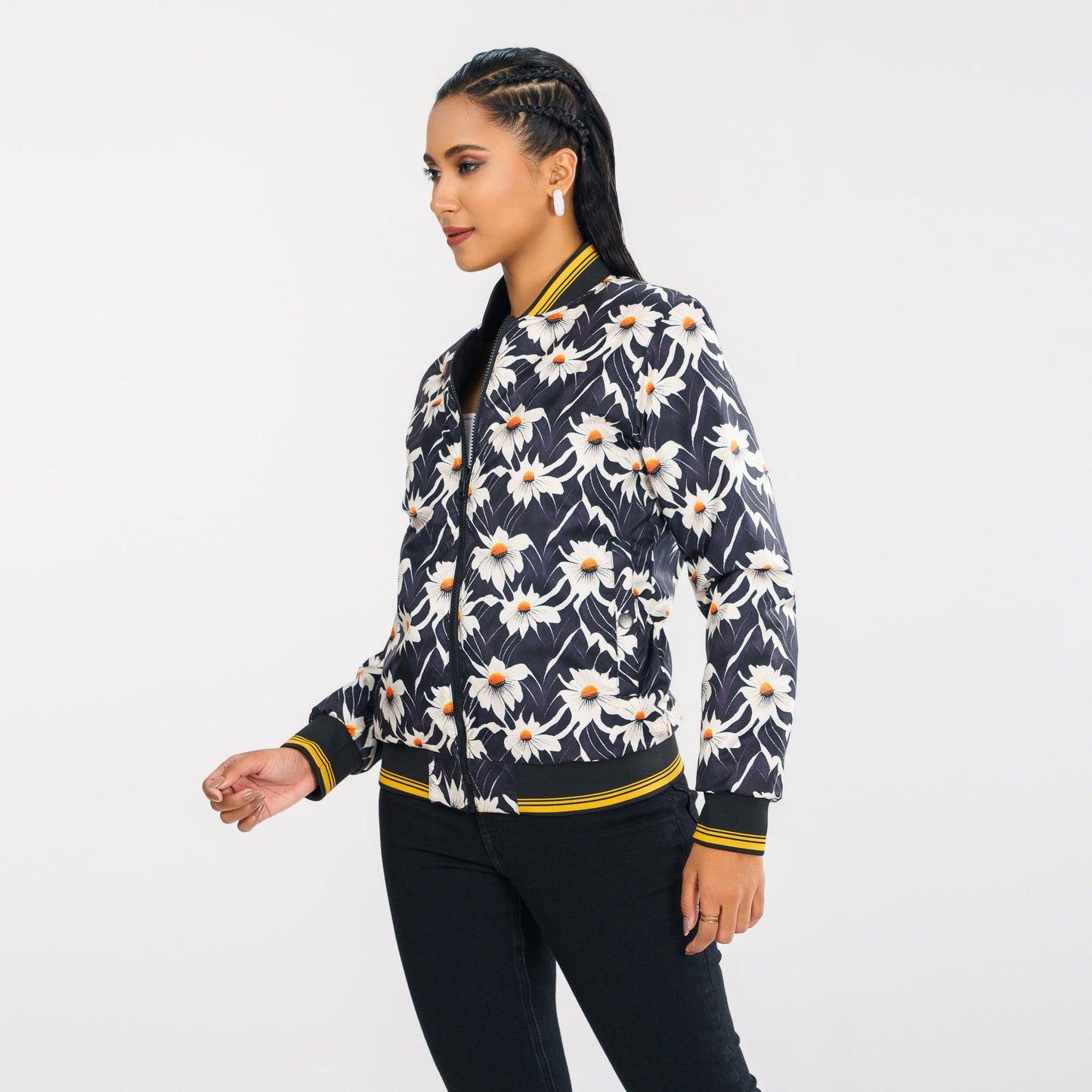 Womens Black Reversible Bomber Jacket