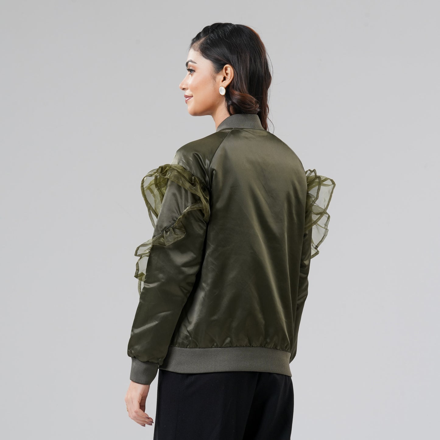 Womens Olive Bomber