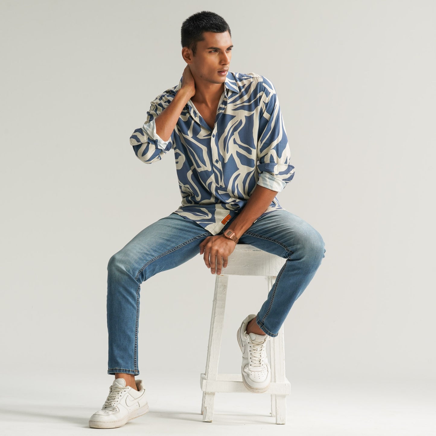 Mens Blue Casual Shirt