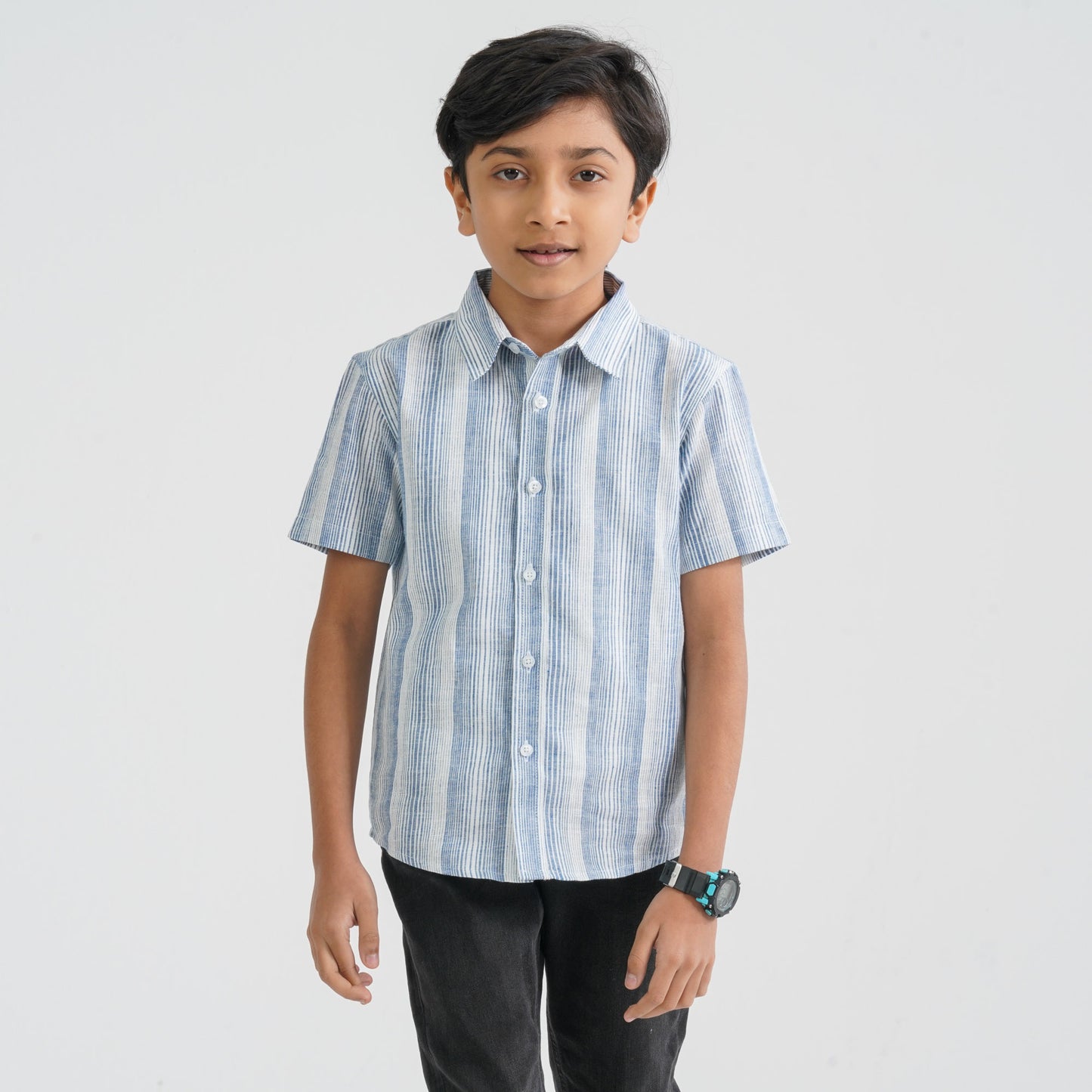 Baby Boy’s White & Blue Cotton Shirt