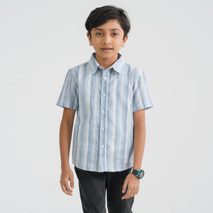 Baby Boy’s White & Blue Cotton Shirt