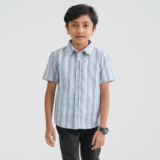 Baby Boy’s White & Blue Cotton Shirt