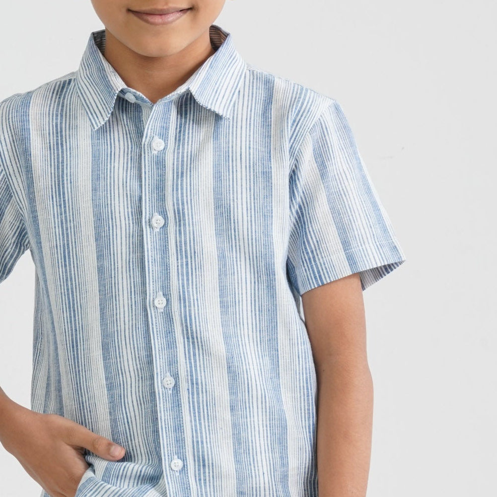 Baby Boy’s White & Blue Cotton Shirt