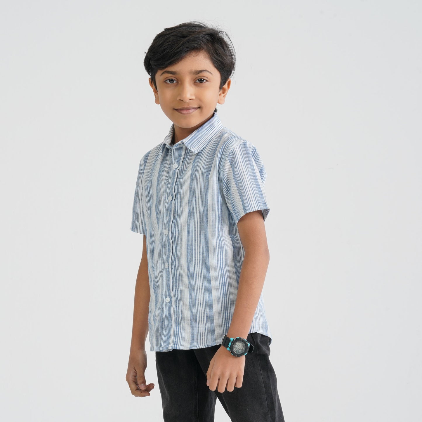 Baby Boy’s White & Blue Cotton Shirt