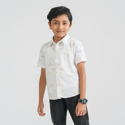 Baby Boy’s White Cotton Casual Shirt