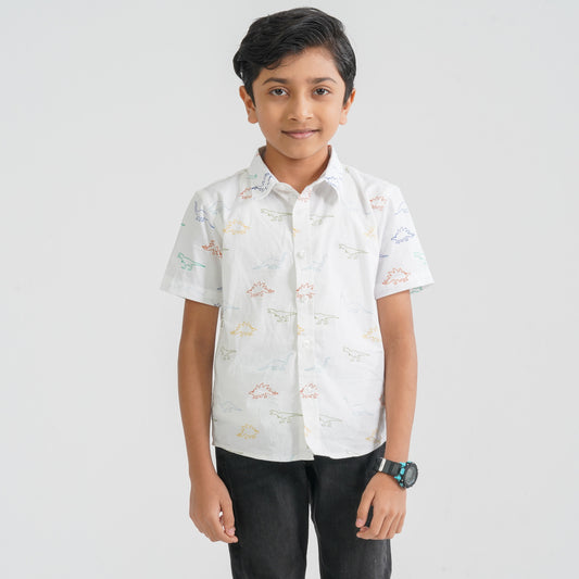 Baby Boy’s White Cotton Casual Shirt