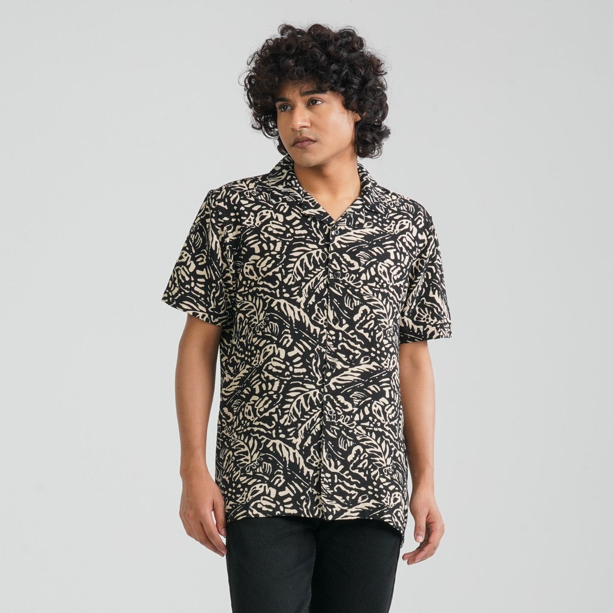 Men's Black Viscose Casual Shirt