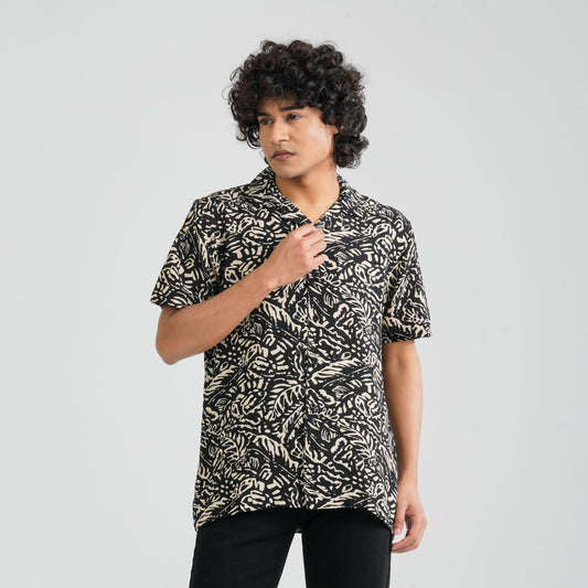 Men's Black Viscose Casual Shirt