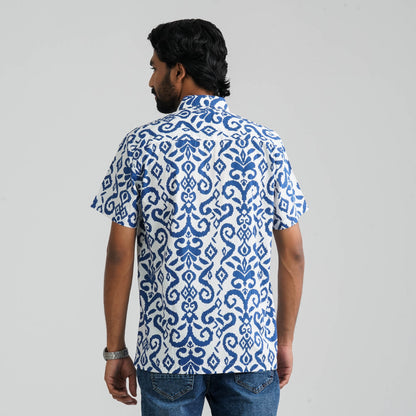 Men's Navy & White Cotton Shirt