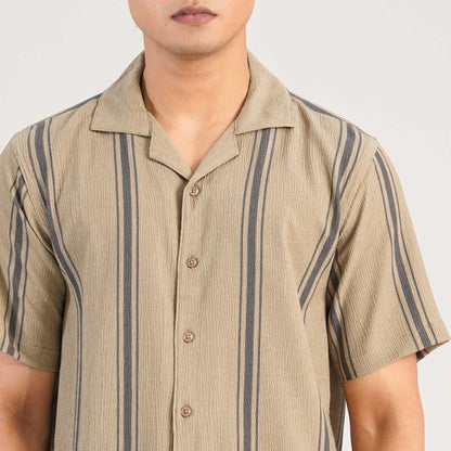 Mens Ivory Brown Casual Shirt
