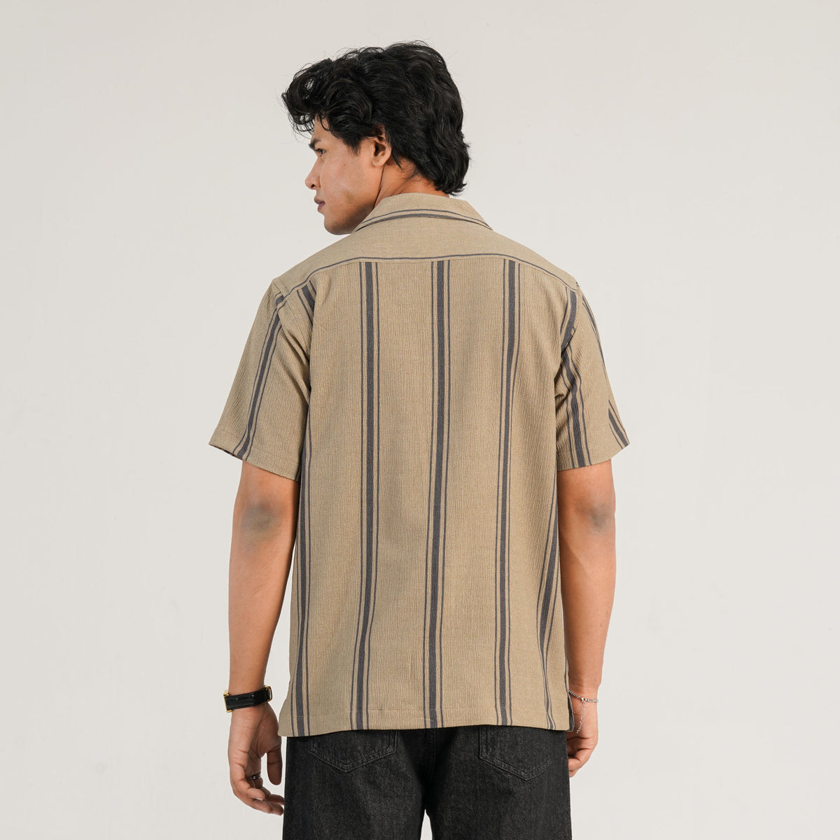 Mens Ivory Brown Casual Shirt