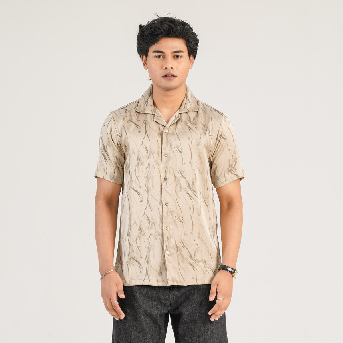 Mens Ivory Linen Casual Shirt