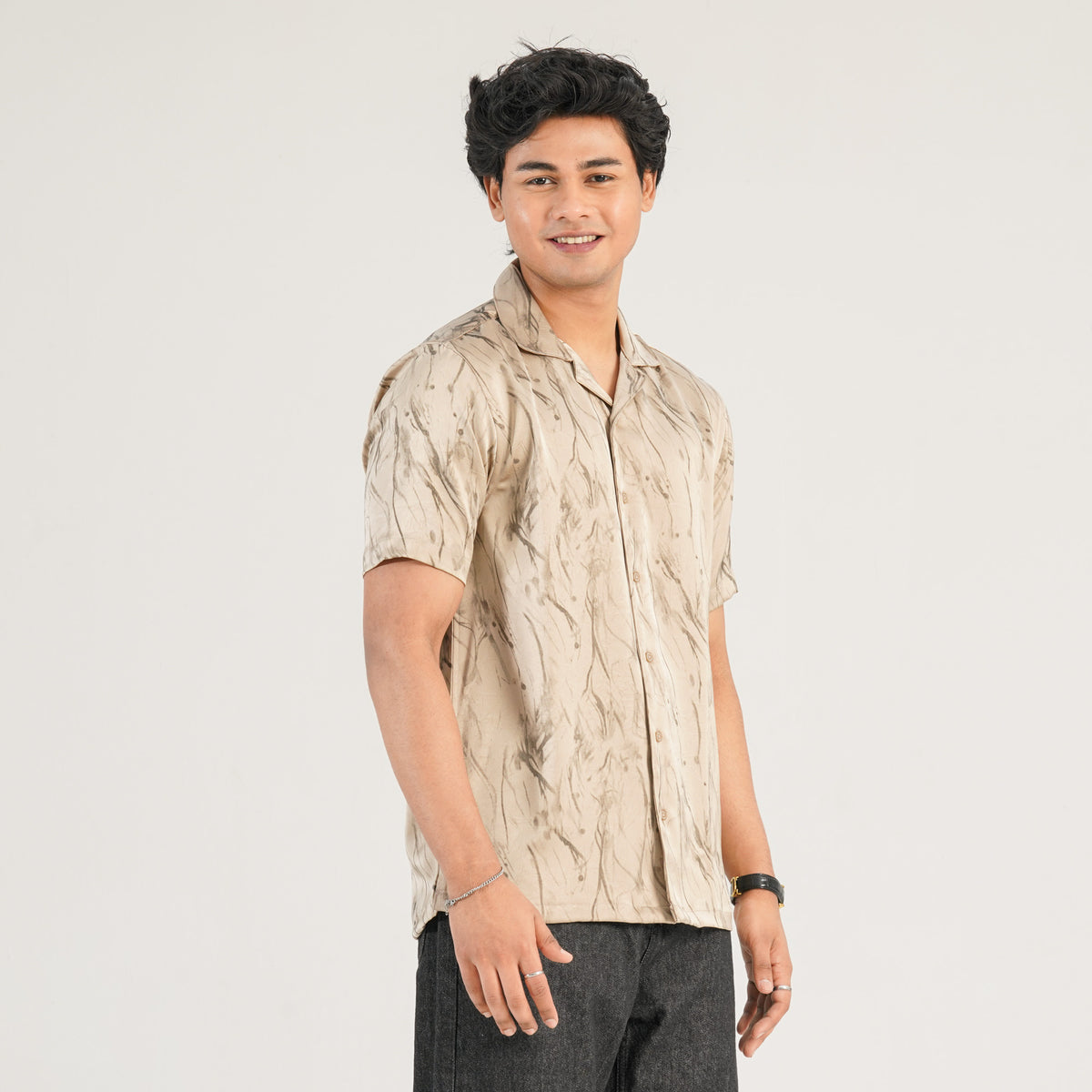 Mens Ivory Linen Casual Shirt