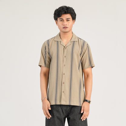 Mens Ivory Brown Casual Shirt