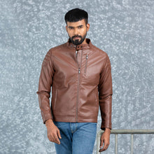 Load image into Gallery viewer, MENS PU LEATHER JACKET- BROWN
