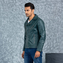 Load image into Gallery viewer, MENS PU LEATHER JACKET- GREEN
