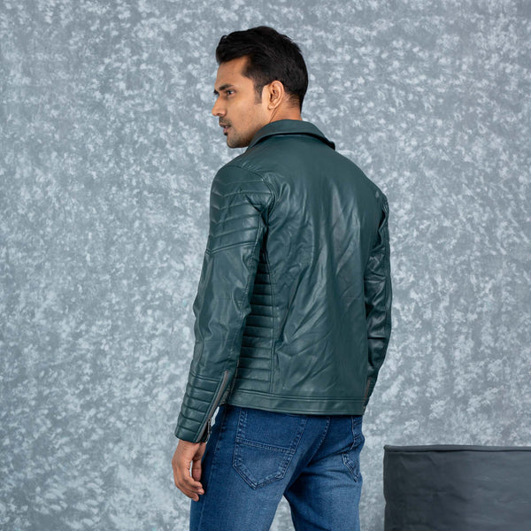 MENS PU LEATHER JACKET- GREEN